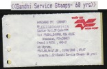 India  Gandhi Service Stamps - 60 Years  ON 2000 SABARMATI ASHRAM POST OFFICE RECEIPT #05602sd- Indien Inde - Mahatma Gandhi