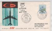 Norway First SAS Douglas DC-8 Jet Flight Oslo - New York 1-5-1960 Very Good Stamped - Lettres & Documents