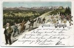 TREKKING A GAEBRIS - KANTON APPENZELL... SIMPATICA CARTOLINA ILLUSTRATA DEL 1898 - Appenzell