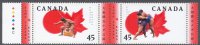 Canada 1998  # 1723 / 1724 Se-tenant Pair Japan Sumo Wrestling Basho With Tabs And Left Side Margin MNH - Nuevos