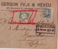 SEMEUSE-LETTRE POUR LA BELGIQUE TAXE 20-LETTRE DU 22-11-1919-ENVELOPPE ENTETE GERSON FILS PARIS - 1859-1959 Cartas & Documentos