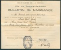 Bulletin De Naissance (4 Juillet 1947), Prunier, Fontenay-le-Comte (85, Vendée) Cachet Mairie Fontanacum... TBE - Geburt & Taufe