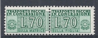 1955-81 ITALIA PACCHI IN CONCESSIONE STELLE 70 LIRE MNH ** - RR9160 - Pacchi In Concessione