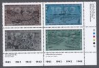 Canada 1992 WWII War Scenes # 1448 To 1451 Se Tenant Lower Right Inscription Block MNH - Blocs-feuillets