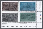 Canada 1992 WWII War Scenes # 1448 To 1451 Se Tenant Lower Right Inscription Block MNH - Hojas Bloque