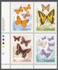 Canada 1988 Butterflies Insects  # 1213a  Lower Left Inscription Block  1210 To 1213 MNH - Blokken & Velletjes