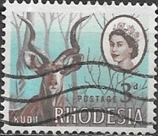 RHODESIA 1966 Kudu -3d Brown And Blue FU - Rhodésie (1964-1980)