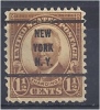 USA 1922 Harding - 11/2c Brown (New York Precancel) - Prematasellado
