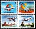 1984 China Airlines Global Service Stamps Windmill Goddess Map Globe Plane - Mühlen
