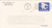 Stamped Envelop - Eagle - Postmark, Amherst, MA - 1961-80