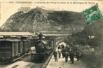 CPA 50 CHERBOURG L ARRIVEE DU TRAIN EN GARE ET LA MONTAGNE DU ROULE 1908 - Cherbourg
