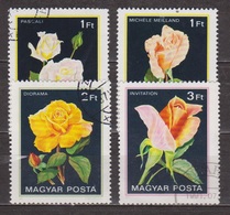 Fleurs - Rose Pascali - Michelle Meilland, Rose Diorama - HONGRIE - Flore - Invitation - N° 2806-2807-2808-2811 - 1982 - Usado