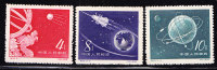 T)1958,CHINA,SET(3),ANNIV.OF FIRST EARTH SATELLITE LAUNCHED BY THE USSR,SCN 379-381 - Ongebruikt