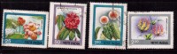 India Used 1977 Set Of 4 Flowers, Flower, Lotus, Gloriosa Lilly, Kadamba, Tree-Rhododendron - Oblitérés