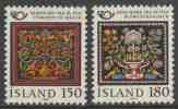 Iceland Island 1980 Mi 556 /7 YT 509 /10 ** Carved And Painted Cabinet Door + Embroidered Cushion / Handwerkskunst - Unused Stamps