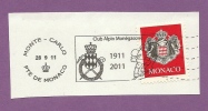 MONACO TIMBRE OBLITERE SUR FRAGMENT FLAMME CLUB ALPIN MONEGASQUE - Maschinenstempel (EMA)