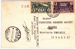 MOYEN-CONGO - 1935 - RARE YVERT N°126 Sur CP De LOANGO OBLITEREE De POINTE NOIRE Pour ROASIO (ITALIA) - Cartas & Documentos