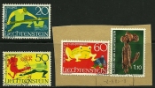 ● LIECHTENSTEIN 1969 - LEGGENDE / Scultura - N. 466 / 68 + 515 Usati - Cat. ? € - Lotto 230 - Oblitérés