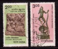 India Used 1982, Set Of 2, Festival Of India, Ancient Sculptures, - Oblitérés