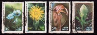 India Used 1982, Set Of 4, Himalyan Flowers - Gebraucht