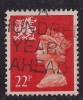 WALES GB 1990 22p ORANGE RED USED MACHIN STAMP SG W56 (787) - Pays De Galles