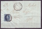 Lettre Affr. N°7 Margé Distribution 12 CRUYSHAUTEM/1854 (double Port 17 Grs) - 1851-1857 Medallions (6/8)