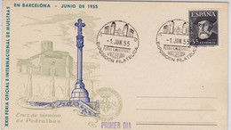 ESPAGNE - 1955 - CARTE POSTALE De L'EXPOSITION PHILATELIQUE DE BARCELONA - Brieven En Documenten