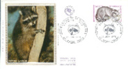 FRANCE:1973:N°1754 FDC Soie:Raton Laveur De La Guadéloupe.Protection De La Nature. - Rodents
