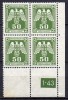 Böhmen Und Märhen - Dienstmarken - 1943 - Michel N° 15 **  Bloc De 4 Coin Avec Numéro - Neufs
