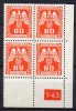 Böhmen Und Märhen - Dienstmarken - 1943 - Michel N° 17 **  Bloc De 4 Coin Avec Numéro - Unused Stamps