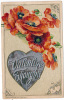 AK VALENTINSTAG  VALENTINE THOUGHTS GEPRÄGT BLUMEN Und SILBER  Herz DESIGN JOHN WINSON.1913.   OLD POSTCARD 1913 - Valentine's Day