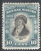 1935 SAN MARINO USATO MELCHIORRE DELFICO 10 CENT - RR9254-3 - Oblitérés