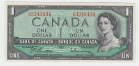 Canada 1 Dollar 1954 QEII AXF P 74b 74 B - Kanada