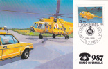 Hélicoptères,helicopter 1986 "Red Cros,Croix-Rouge" CM,maxicard,cartes Maximum Yougoslavie. - Hélicoptères