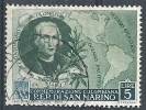 1952 SAN MARINO USATO COLOMBO 5 LIRE - RR9259 - Usati