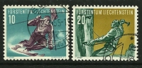 ● LIECHTENSTEIN 1955 - SPORT / SCI / ALPINISMO - N. 296 / 97 Usati  - Cat. ? € - Lotto 294 - Oblitérés