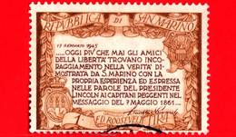 SAN MARINO - Usato - 1947 - Roosevelt - 1 L. • Messaggio Di Roosevelt • Giallo E Bruno - Used Stamps