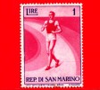 Nuovo - MH - SAN MARINO - 1954 - Sport - 2ª Emissione - 1 L. • Podismo • Rosso E Azzurro - Gebruikt