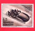 SAN MARINO - 1955 - NUOVO LINGUELLATO - VII Giochi Olimpici Invernali, A Cortina D´Ampezzo - 3 L. • Bob - Neufs