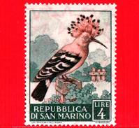 Nuovo - MH - SAN MARINO - 1960 - Fauna Avicola - Uccelli - 2ª Emissione - 4 L. • Upupa - Nuovi