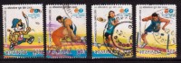 India Used 2008, Set Of 4, Commonwealth Youth Games, Sports,  Mascot, Wrestling, Badminton, Athletics. - Gebraucht