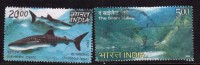 India Used 2009, Set Of 2, Joint Issue, Philippines, Marine Life, Dolphin, Nature - Gebruikt