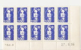 (d) Coin Daté N°2906 Marianne Du Bicentenaire (bloc De 10 Avec N°de Rotative) Date 17.6.94 - 1990-1999