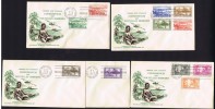 1957  Complete French Set  On 5 Unaddressed FDCs - FDC