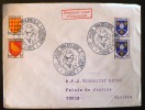 FRANCE: N° 1002+1004+1005 ENVELOPPE 1° JOUR.  (FDC) Cachet 11/11/1954  Grand Format SALON PHILATELIQUE AUTOMNE Paris ( - 1950-1959