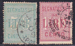 ITALIE - 1884 - YVERT N°20/21 OBLITERES - TAXE - COTE = 60 EUROS - Afgestempeld