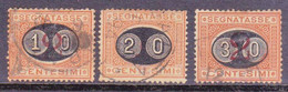 ITALIE - 1890 - YVERT N°22/24 OBLITERES - TAXE - COTE = 57 EUROS - Gebraucht