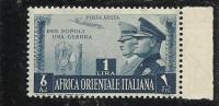 AFRICA ORIENTALE ITALIANA AOI 1941 ASSE ITALO-TEDESCA  AEREA  LIRE 1 MNH - Italiaans Oost-Afrika