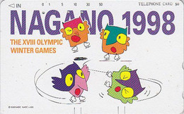 TC JAPON / 270-003476 - Animal Oiseau HIBOU Jeux Olympiques NAGANO - OWL Bird OLYMPIC GAMES JAPAN Free Pc - 2080 - Jeux Olympiques