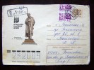 USSR Registered Postal Used Cover Sent From Russia Kiselevsk To Lithuania On 1977 Monument A.Pushkin - Brieven En Documenten